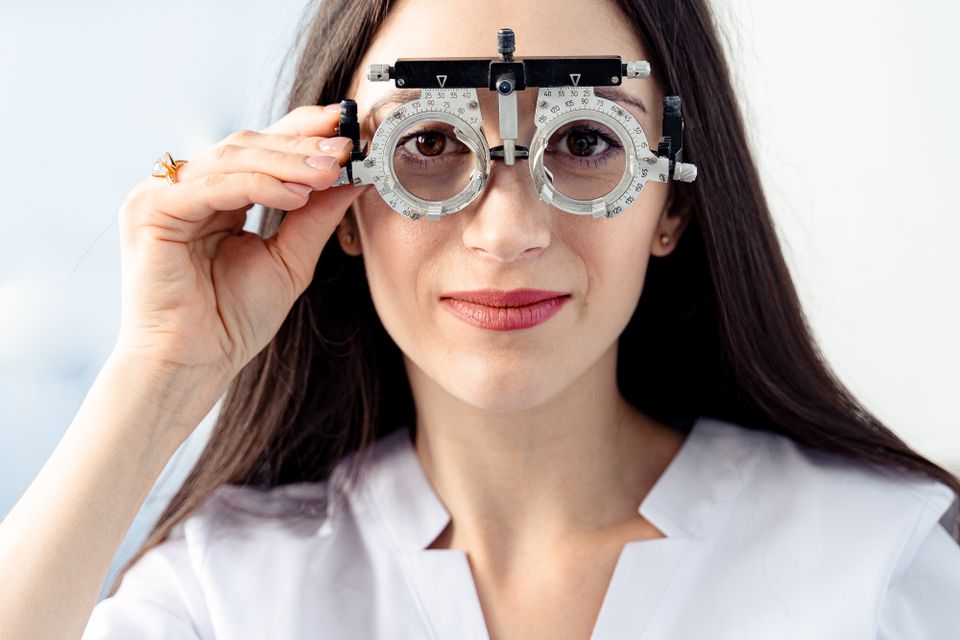 Woman having her vision checked
